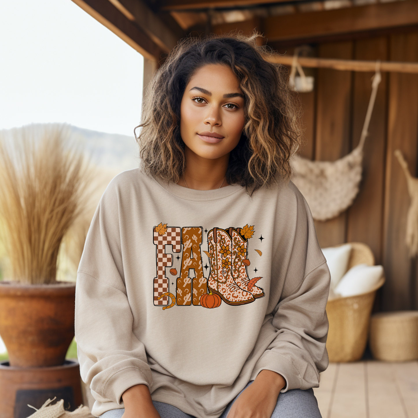 Fall Western Boots Graphic Tee – Autumn Cowboy Boots Shirt