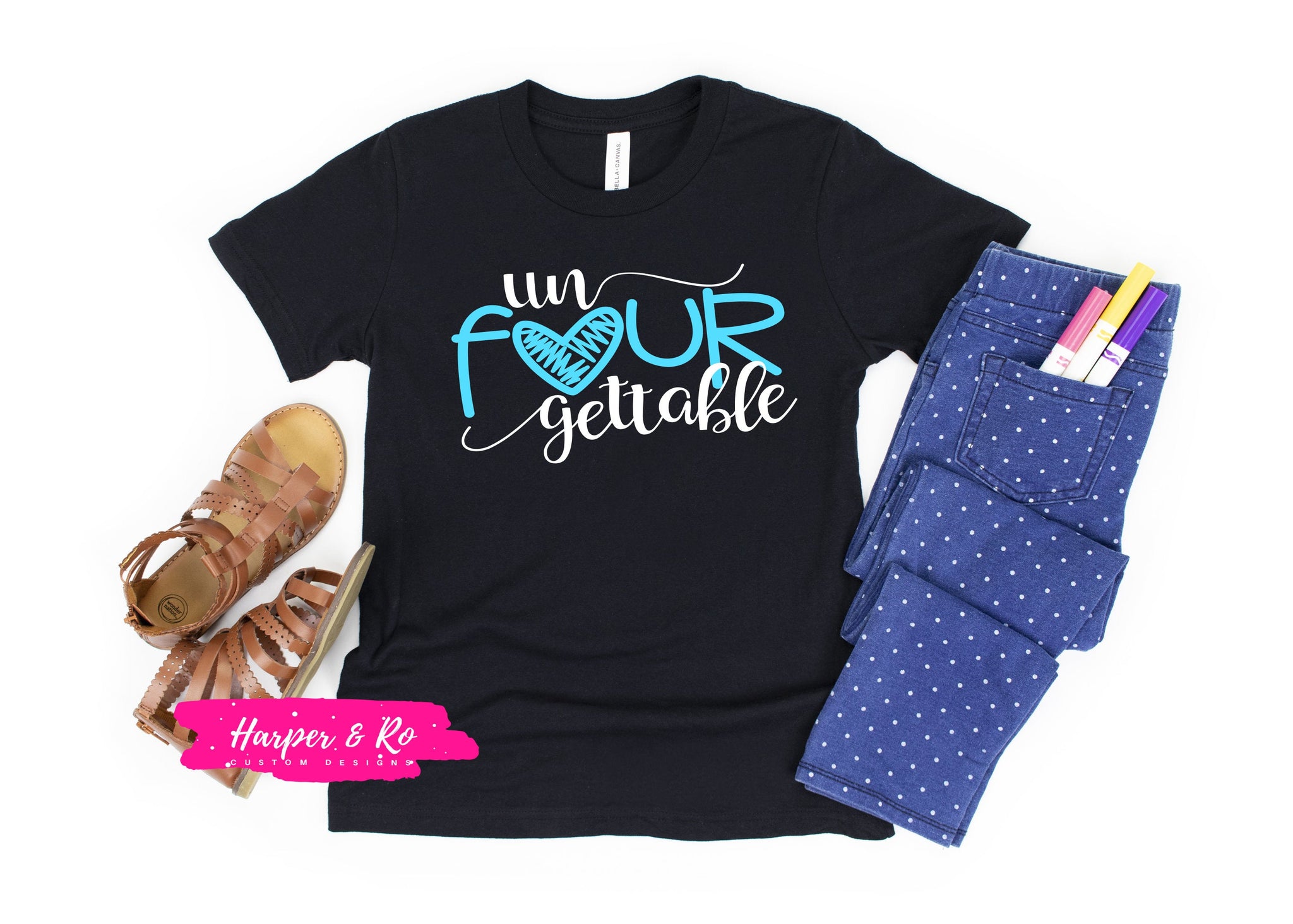 Four Year Old Birthday Shirt, unFourgettable Shirt, 4th Birthday Shirt
